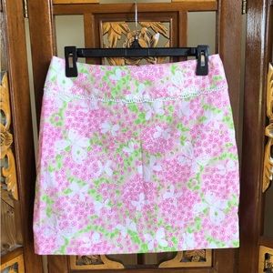 Lilly Pulitzer Pink and Green Floral Mini Skirt